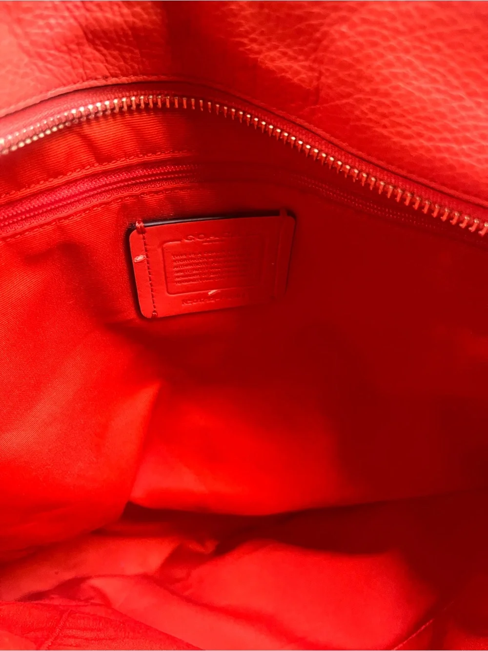 Coach Red Pebbled Leather Turnlock Tote
